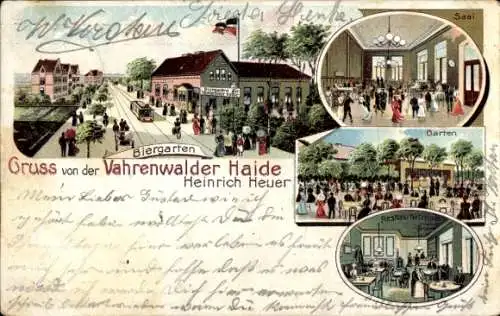 Litho Vahrenwald List Hannover, Vahrenwalder Haide, Biergarten, Saal, Inh. Heinrich Heuer