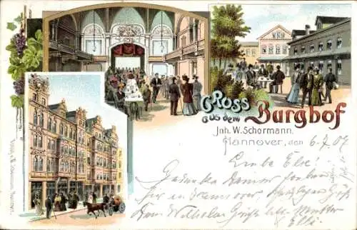 Litho Hannover in Niedersachsen, Gasthaus Burghof, Innenansicht