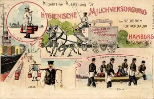 Litho Hamburg Eimsbüttel Rotherbaum, Allg. Ausstellung f. Hygienische Milchversorgung 1903, Velodrom