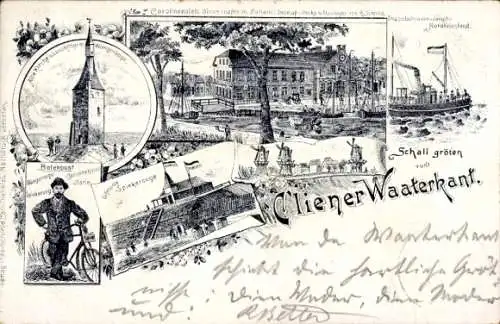 Litho Cliener Waaterkant, Wangerooge, Carolinensiel, Spiekerooge, Dampfer Nordfriesland