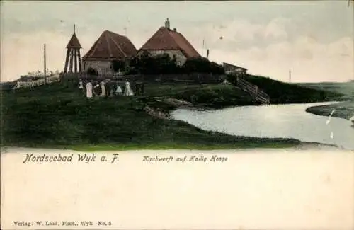 Ak Hallig Hooge in Nordfriesland, Kirchwerft