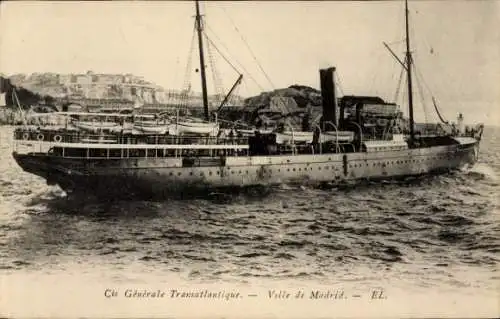 CPA Compagnie Générale Transatlantique, Paquebot Ville de Madrid