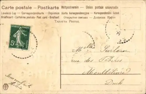 Präge Ak Fröhliches Neujahr, Stiefmütterchen