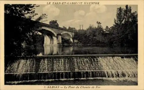 Ak Albias Tarn et Garonne, Eisenbahnbrìke über den Tarn in Albias