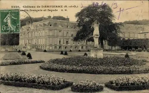 Ak Dampierre Seine-et-Oise Yvelines, Schloss, Jardin francais et facade