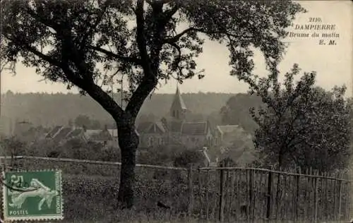 Ak Dampierre Seine-et-Oise Yvelines, Eine schwarz-weiße Fotografie einer Dorfansicht von Dampi...