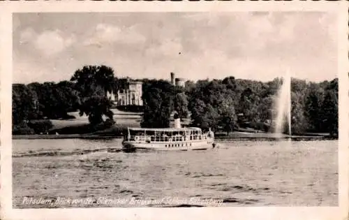 Ak Glienicke Potsdam in Brandenburg, Blick von der Glienicker Bröcke auf Schloss Babelsberg, S...