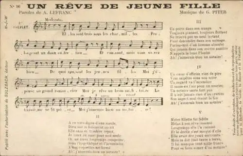 Lied Ak Un reve de jeune fille, G. Piter, A. Lefranc