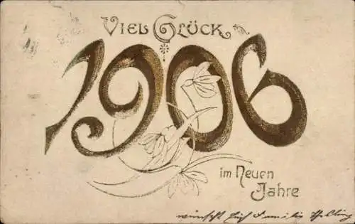 Präge Ak Glückwunsch Neujahr, Jahreszahl 1906