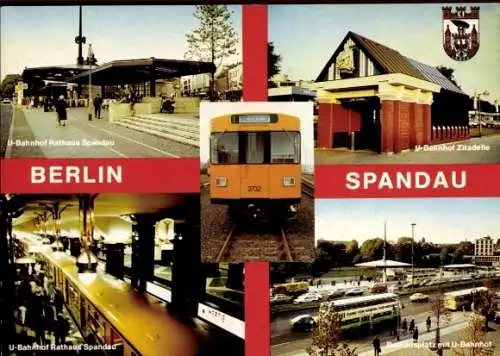 Ak Berlin Spandau, U-Bahn Waggon, U-Bahnhof Rathaus Spandau, U-Bahnhof Zitadelle, Autobus