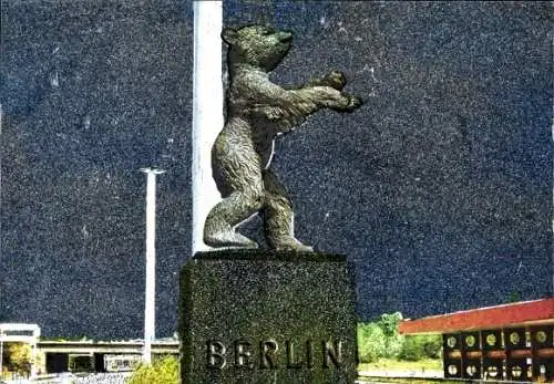 Ak Berlin Zehlendorf Wannsee Dreilinden, Grenzübergang, Berliner Bär