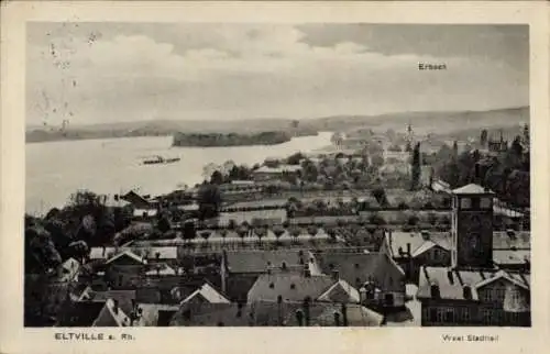 Ak Eltville am Rhein, Blick über die Dächer auf Erbach und Umgebung