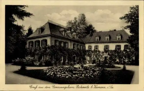Ak Kamenz in Sachsen, Genesungsheim, historische Gebäude, Gartenanlage, alte Architektur