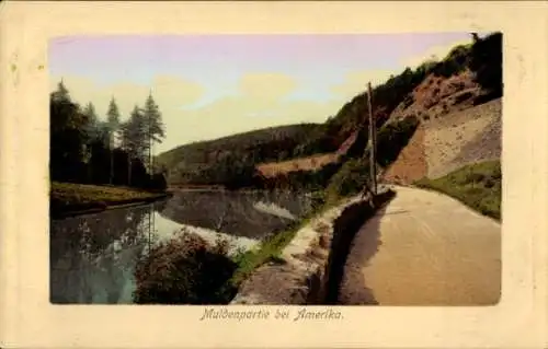 Ak Amerika Penig in Sachsen, Muldenpartie