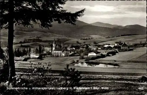 Ak Lohberg im Bayerischen Wald, Sommerfrische, Wintersportplatz, Kirche, Landschaft, klarer Hi...