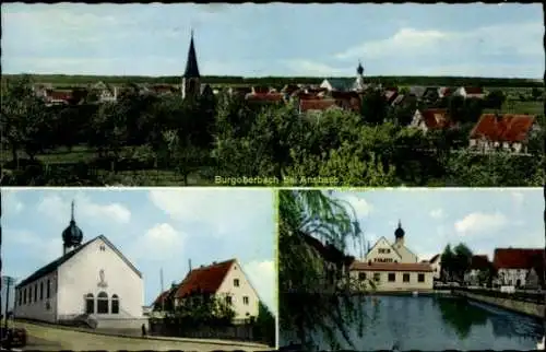 Ak Niederoberbach Burgoberbach in Mittelfranken Bayern, Panoramablick auf Burgoberbach, Kirche...