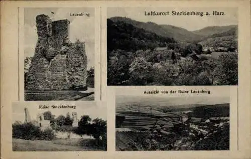 Ak Stecklenberg Thale im Harz, Lauenburg, Luftkurort  Ruine Stecklenburg, Aussicht von der Rui...