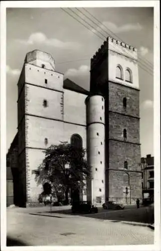 Ak Olomouc Olmütz Stadt, St. Mauritz Kirche, historische Architektur, Wolken, Auto