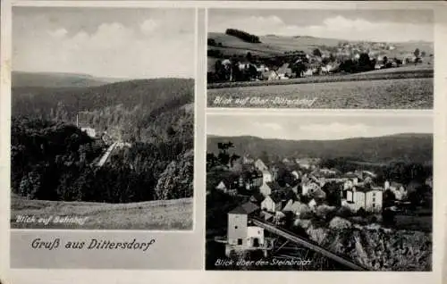 Ak Dittersdorf Amtsberg im Erzgebirge, Bahnhof, Steinbruch, Blick auf den Ort