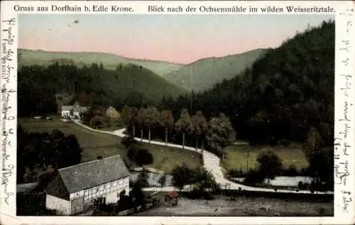 Ak Dorfhain in Sachsen, Blick nach der Ochsenmühle im wilden Weisseritztale