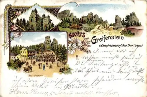 Litho Ehrenfriedersdorf im Erzgebirge, Greifenstein, Felsen, Hotel Greifenstein