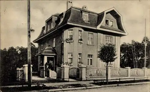 Ak Halle an der Saale, Haus im Vordergrund, Straßenansicht, Bäume im Hintergrund