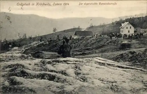 Ak Chrochvice Krochwitz Podmokly Bodenbach Děčín Tetschen Region Aussig, Erdrutsch 1914