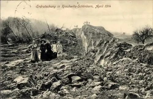 Ak Chrochvice Krochwitz Podmokly Bodenbach Děčín Tetschen Region Aussig, Erdrutsch 1914
