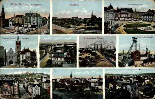 Ak Přívoz Priwoz Oderfurt Region Mährisch Schlesien, Postkarte mit Ansichten von Mähr Ostrau, ...