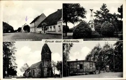 Ak Drzewice Alt Drewitz Kostrzyn nad Odrą Cüstrin Küstrin Ostbrandenburg, Kirche, Kriegerdenkmal