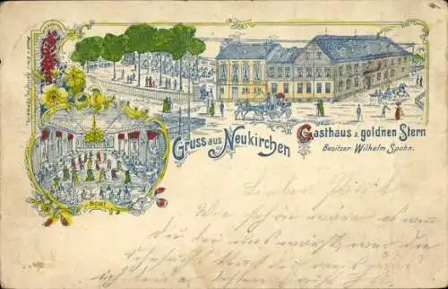 Litho Neukirchen im Erzgebirge, Gasthaus zum goldenen Stern