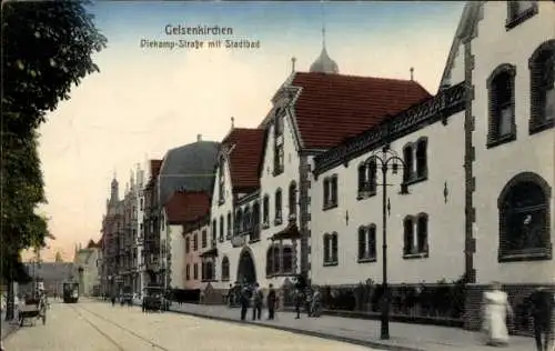 Ak Gelsenkirchen im Ruhrgebiet,  Diekamp-Straße, Stadtbad