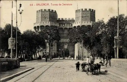 Ak Valencia Stadt Spanien, Torres de Serranos