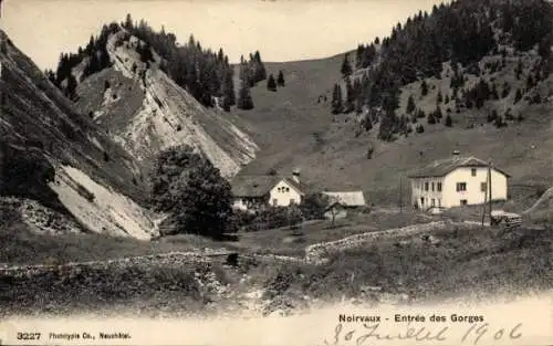 Ak Noirvaux  La Côte aux Fées Neuenburg, Entree des Gorges