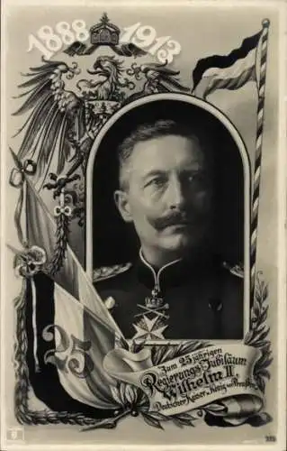 Ak Kaiser Wilhelm II., Regierungs-Jubiläum, Wappen, Fahne