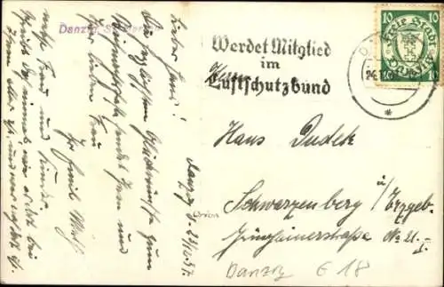 Ak Gdańsk Danzig, Turmansicht, Glocken, Weihnachtsgrüße