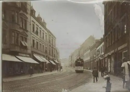 Original Foto Saarbrücken im Saarland, SB-Burbach, Wilhelmstraße mit Straßenbahn, um 1900