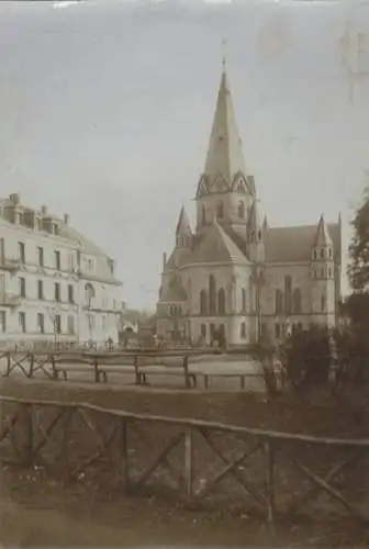 Original Foto Frankreich, Lothringen, Saargemünd (Sarreguemines), Evangelische Kirche, um 1900