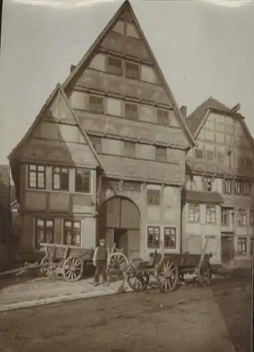 Original Foto Salzuflen in Nordrhein-Westfalen, Fachwerkhäuser in der Lange Straße, um 1900