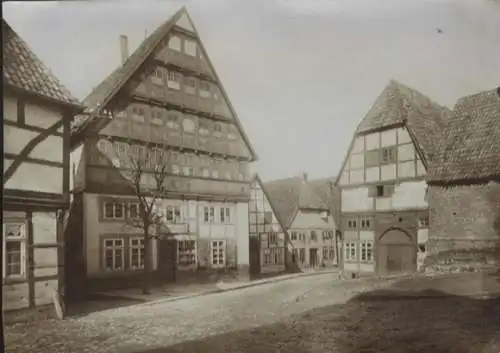 Original Foto Salzuflen in Nordrhein-Westfalen, Obere Mühlenstraße, Fachwerkhäuser, um 1900