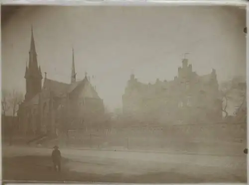 Original Foto Schlesien Zabrze (ehem. Hindenburg), Kronprinzenstr., St. Franziskus, Pfarrhaus, 1900