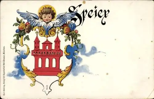 Wappen Ak Speyer am Rhein, Stadtwappen mit Engel