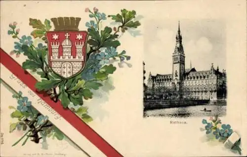 Präge Wappen Passepartout Ak Hamburg Mitte Altstadt, Rathaus