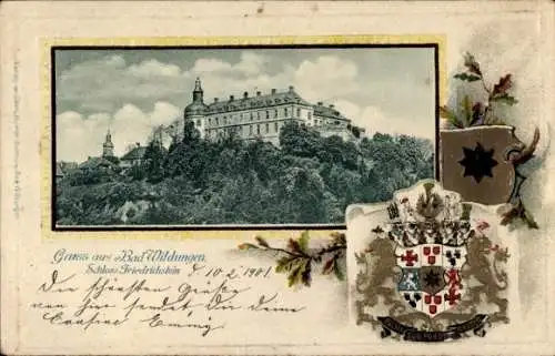 Präge Wappen Passepartout Ak Bad Wildungen in Hessen, Schloss Friedrichstein