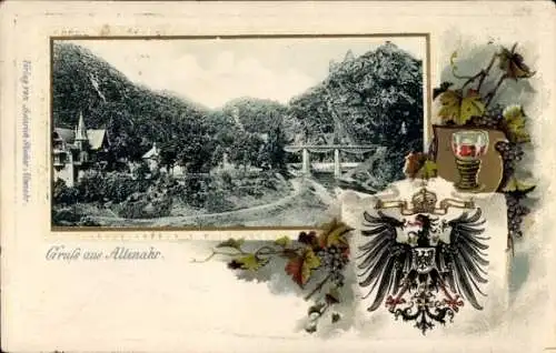 Präge Wappen Passepartout Ak Altenahr, Teilansicht