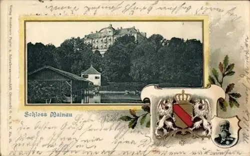 Präge Wappen Passepartout Ak Insel Mainau im Bodensee, Schloss