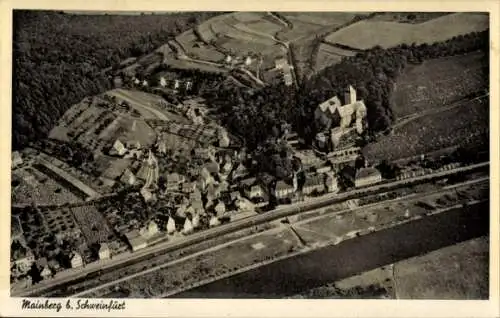 Ak Mainberg (bei Schweinfurt) Schonungen in Unterfranken, Schloss Mainberg, Fliegeraufnahme