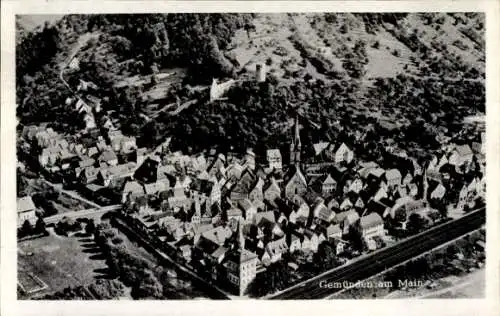 Ak Gemünden am Main Unterfranken, Fliegeraufnahme