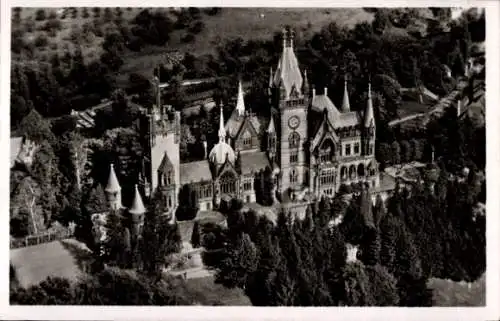 Ak Königswinter am Rhein, Fliegeraufnahme von Eisenbahnschule Drachenburg