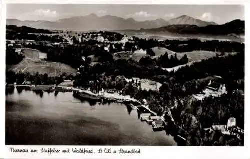 Ak Murnau am Staffelsee, Fliegeraufnahme, Waldfried, St. Uli, Strandbad